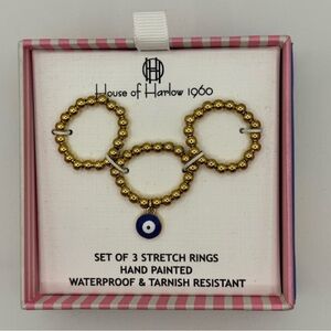 House of Harlow 1960 Gold and Blue Stretch Rings